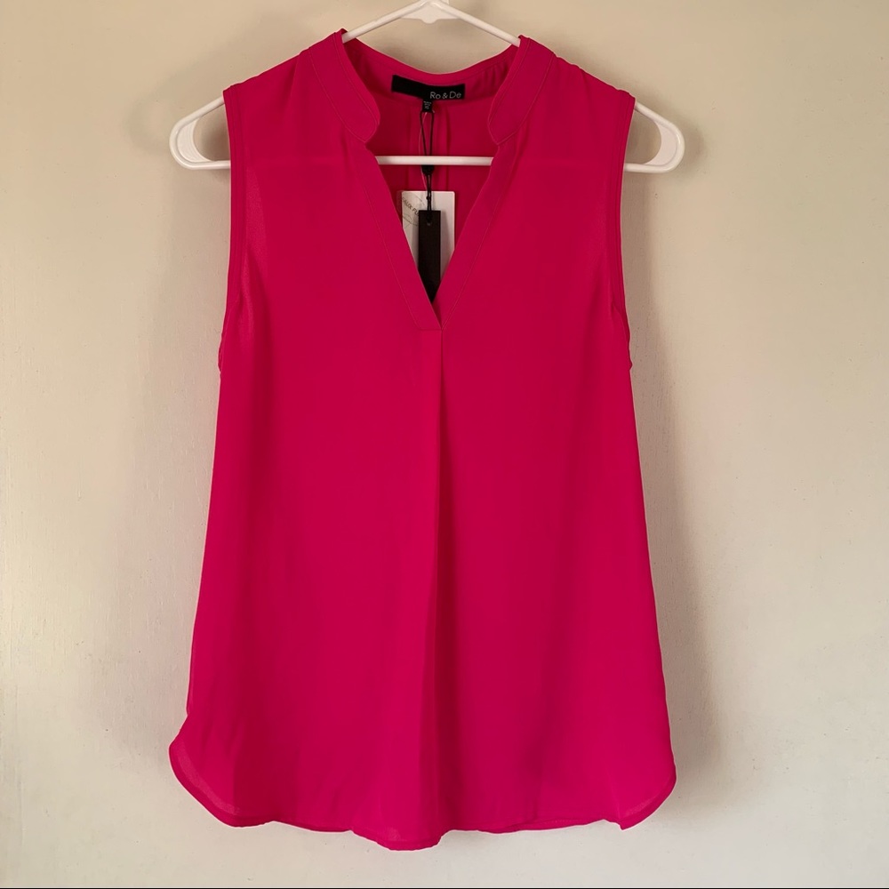 NWT Ro & De hot pink v-neck sleeveless blouse/tank